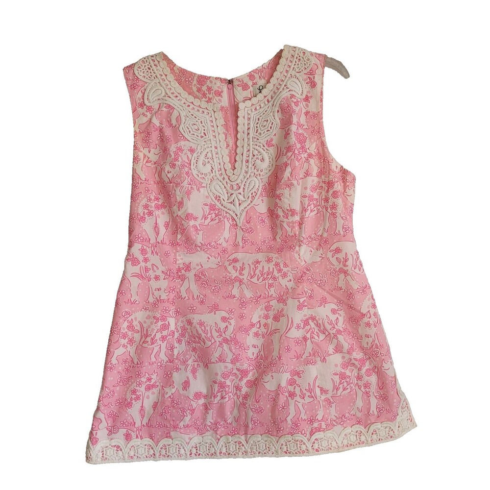 Lilly Pulitzer Tunic Top 10 Pink Lace Beachy Lined Cruise Resort Travel